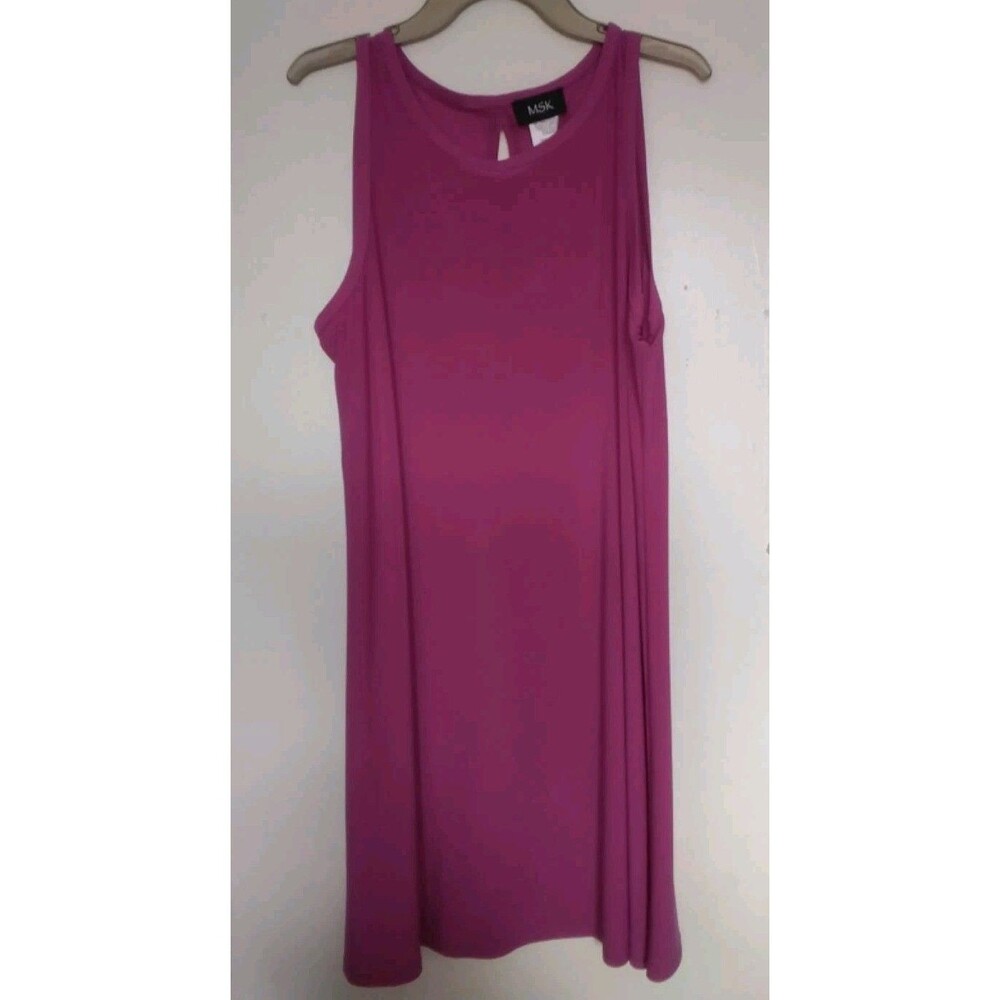 MSK Sleeveless Pink Pullover Midi Keyhole Dress Womens Size Medium